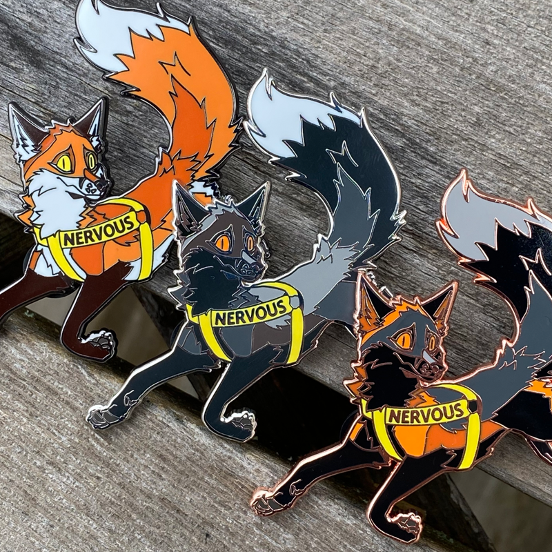 NERVOUS! Fox Enamel Pin